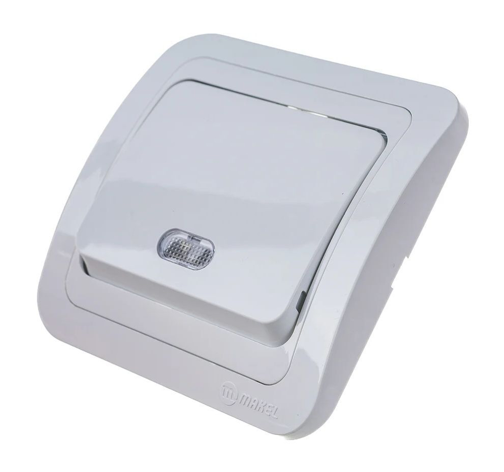 Выключатель 1-кл с подсветкой Makel Mimoza белый