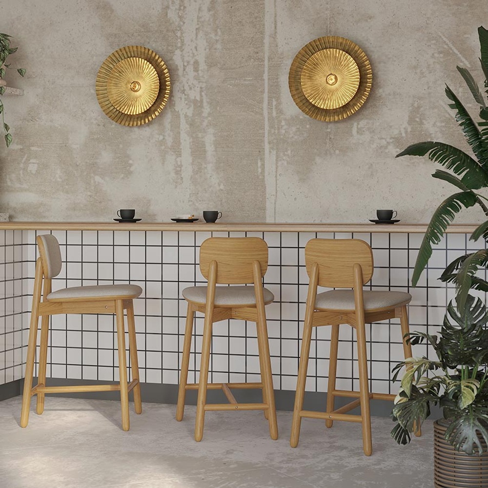 Стул полубарный с обивкой LATITUDE Saga, рогожка, бежевый