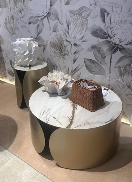 Стол М-City DISAUR Журнальный Брант (Brant) Kl-188 Контраст Мрамор матовый, Итальянская керамика, Шампань