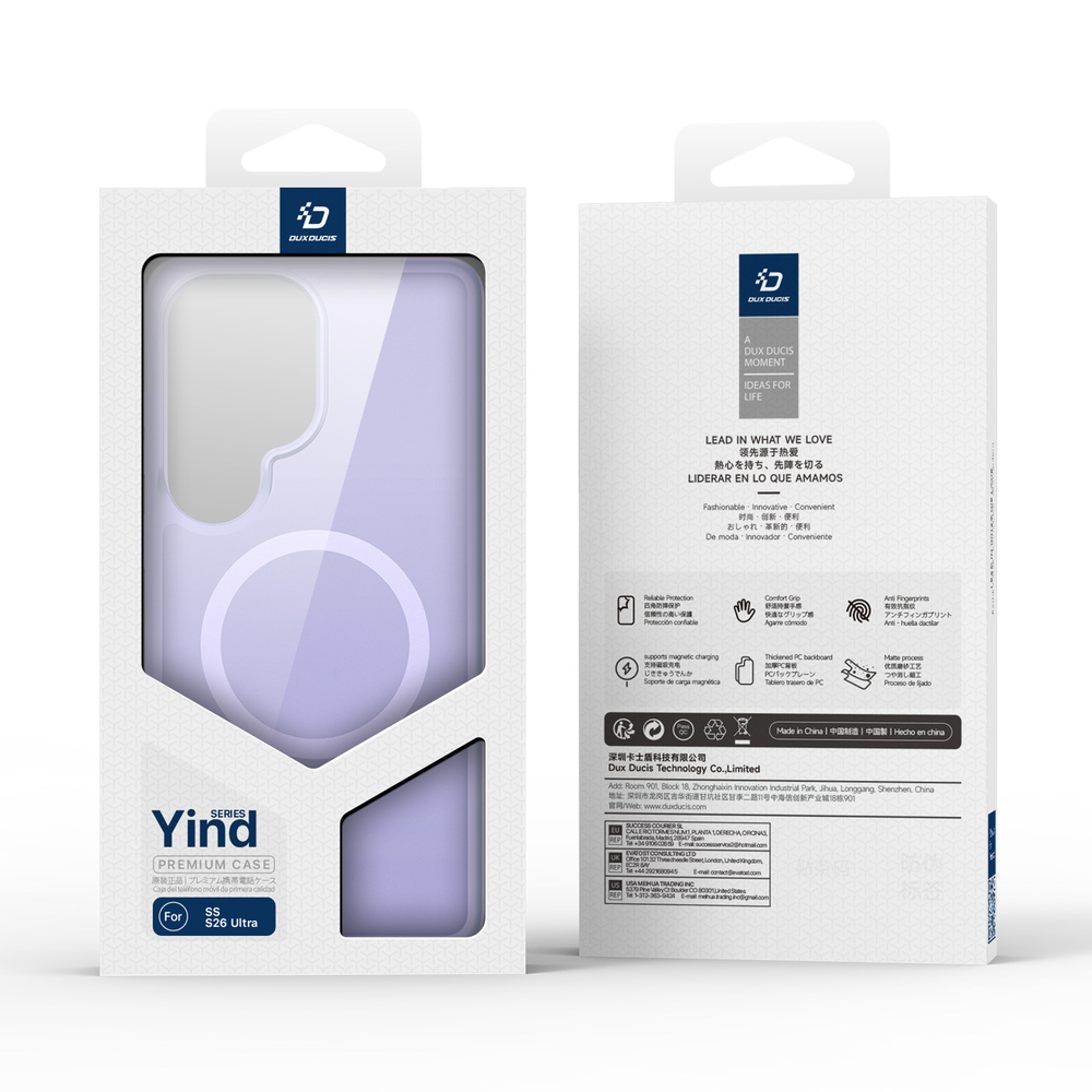 Чехол светло-фиолетового цвета с MagSafe для Samsung Galaxy S26 Ultra, серия Yind Series от Dux Ducis