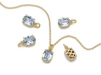 Подвеска Овальная с голубым кристаллом, 10мм