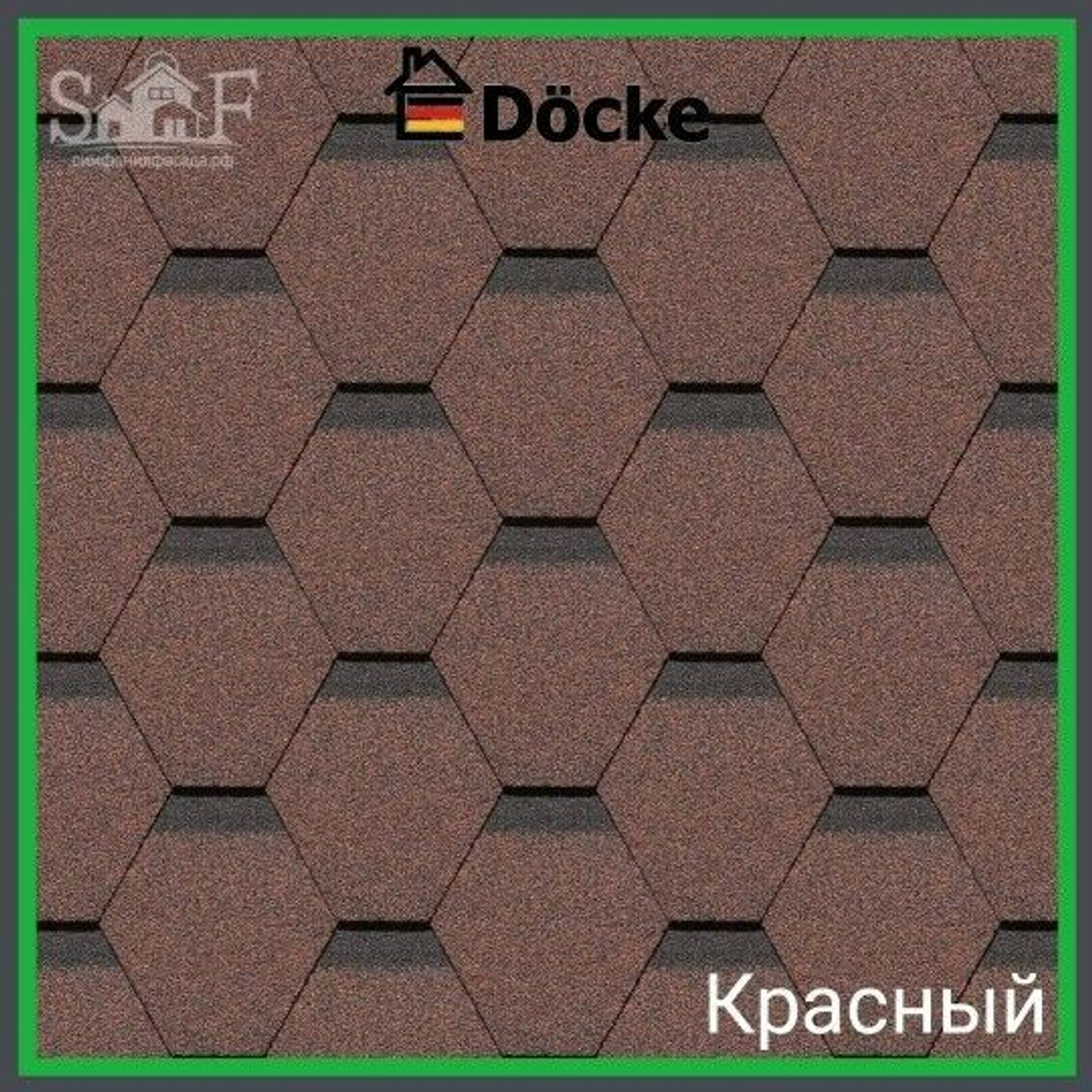 Гибкая черепица Docke STANDARD "Сота" Красный 3 м2