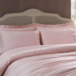 Постельное белье DIAMANT пудра с кружевом TIVOLYO HOME Турция