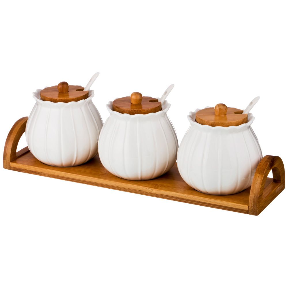 НАБОР САХАРНИЦ LEFARD "NATIVE" 3 ШТ. С ЛОЖКАМИ, 350 МЛ, НА ПОДСТАВКЕ 33,5*8,5*11,5 СМ (КОР=12НАБ.)