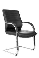 Кресло Бюрократ T-8010-Low-V черный эко.кожа низк.спин. полозья металл хром