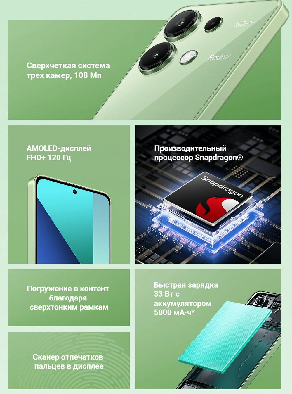 Смартфон Xiaomi Redmi Note 13 4G 8/512 ГБ Global, Dual nano SIM, midnight black