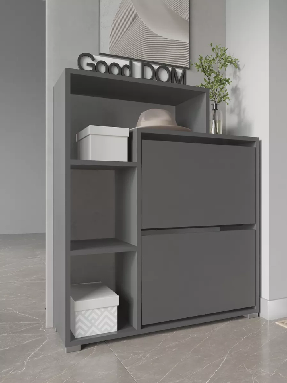 Обувница в прихожую тумба закрытая с полками