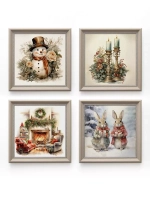 Картины на стену интерьерные на холсте 4 шт, 23*23 см