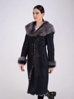 Дубленка натуральная с капюшоном длинная Турция