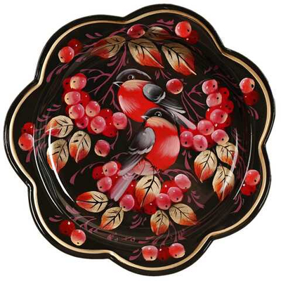 Жостовский поднос декоративный, размер 18 см (A1), металлический
