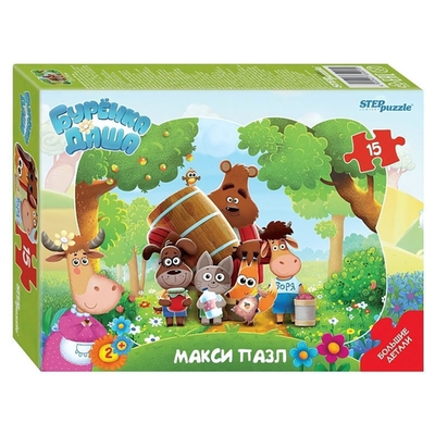 Макси-пазл 15эл. контурный "Буренка Даша" (Степ пазл)