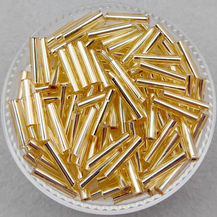 Стеклярус TOHO Bugle, цвет #0022 (светлый топаз, с внутренним серебрением)