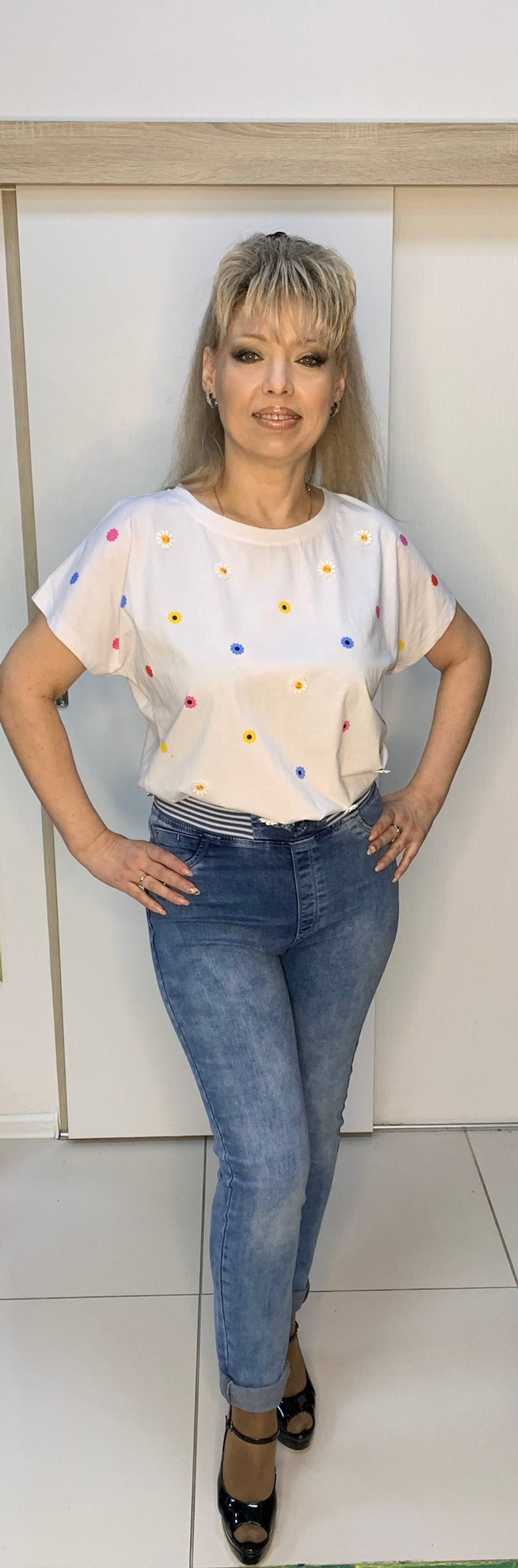 Блузон-футболка на кулиске с "ромашками"