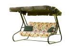 Качели садовые OLSA 3-х местные Новара(каркас зеленый, м/э разноцветный рис.цветы)1 уп.