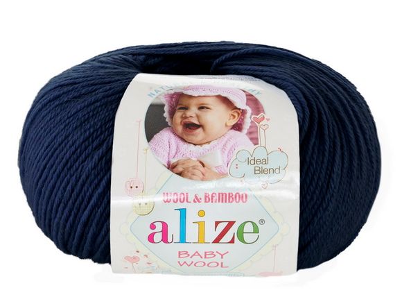 Пряжа Baby wool ( Alize) 58 Темно-синий