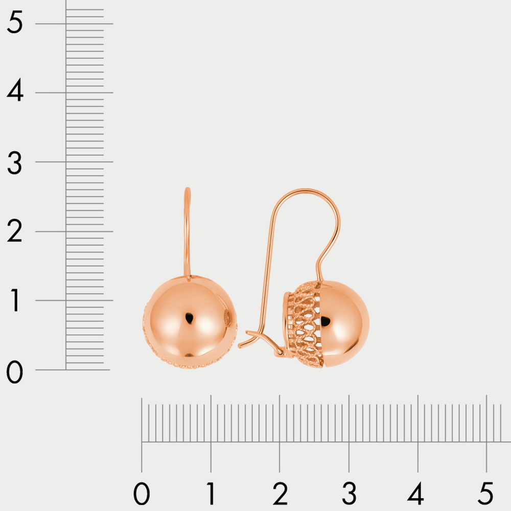 Серьги для женщин без вставки из розового золота 585 пробы (арт. 2008)
