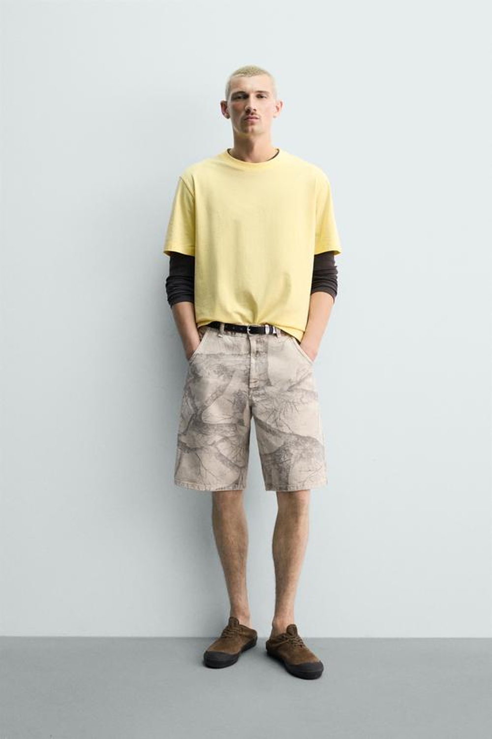 ZARA ШОРТЫ BAGGY FIT С ПРИНТОМ «ДЕРЕВЬЯ», С ПРИНТОМ