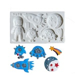 Молд силиконовый прямоугольный "Космос, зло, космонавт, космический корабль"