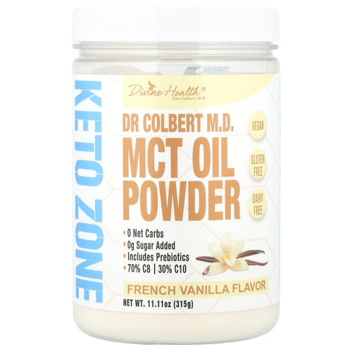 Divine Health, доктора медицины Кольбера порошок из масла MCT, французская ваниль, 315 г (11,11 унции)
