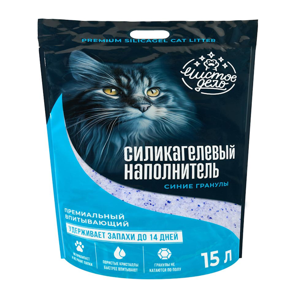 Силикагелевый наполнитель Чистое дело "Синее небо" для кошачьего туалета Силикагелевый наполнитель Чистое дело "Синее небо" для кошачьего туалета
