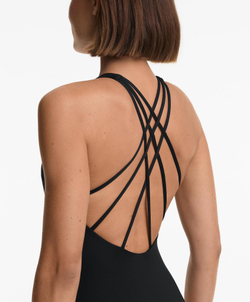 OYSHO Купальник с вырезом халтер и перекрестными бретелями сзади, черный