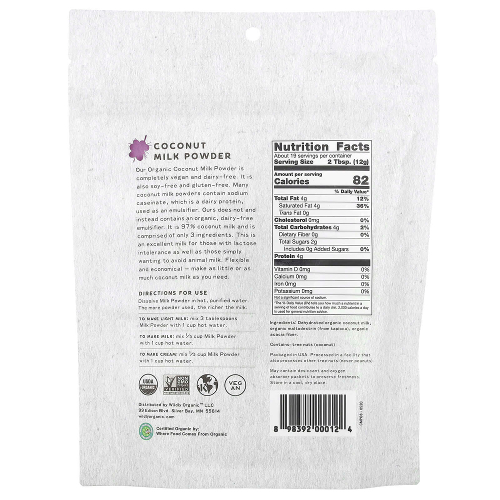 Wildly Organic, сухое кокосовое молоко, 227 г (8 унций)