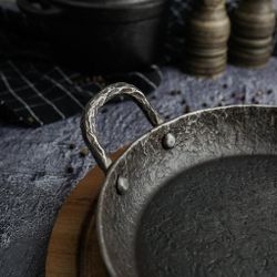 Сковорода для подачи 20 см h2,6 см круглая 2 ручки " " углерод. сталь ИНДУКЦИЯ P.L.