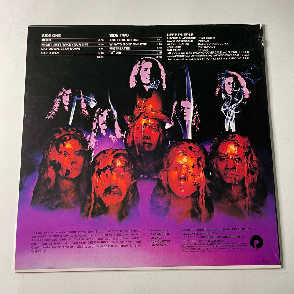 Винтажная виниловая пластинка LP Deep Purple Burn (Japan 1974) (No Obi)