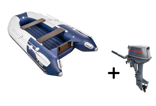 Ривьера-2900 НДНД компакт серый-синий + KAMISU T 9.8 BMS (комплект лодка + мотор)