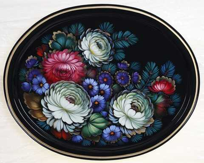 Жостовский поднос декоративный, размер 51х41 см (A26), металлический