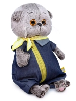 Кот Басик Беби в джинсовом комбинезоне 20 см BB-079