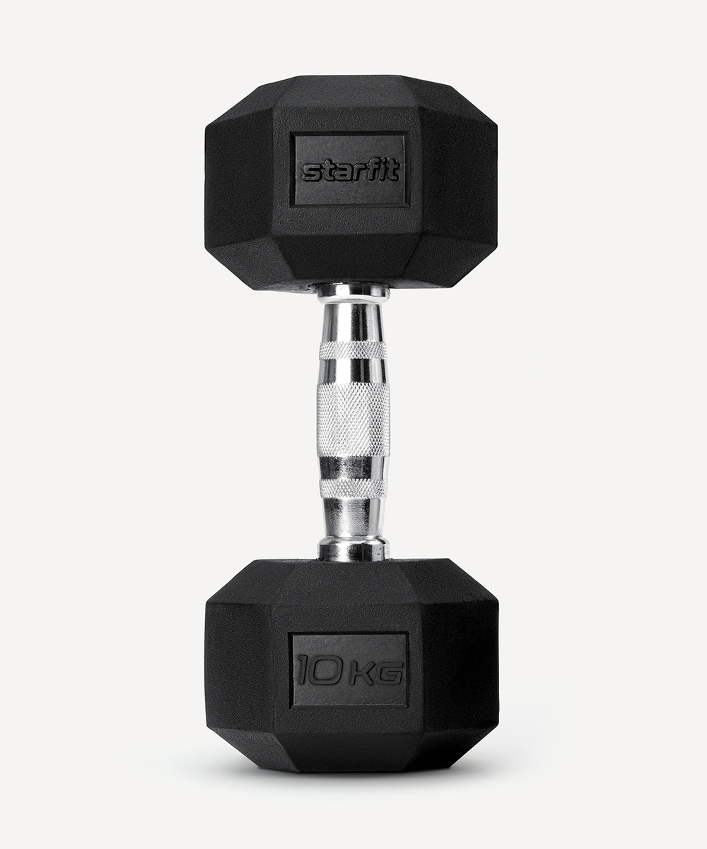 Гантель гексагональная DB-301 10 кг, обрезиненная, черный