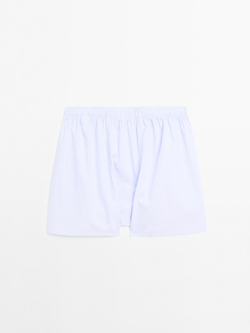 Massimo Dutti Трусы-боксеры из 100% хлопка в микрополоску, небесно-голубой