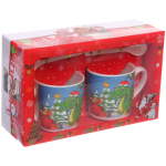 Кружка керамическая 200мл в наборе 2шт с ложками «Дракоша»