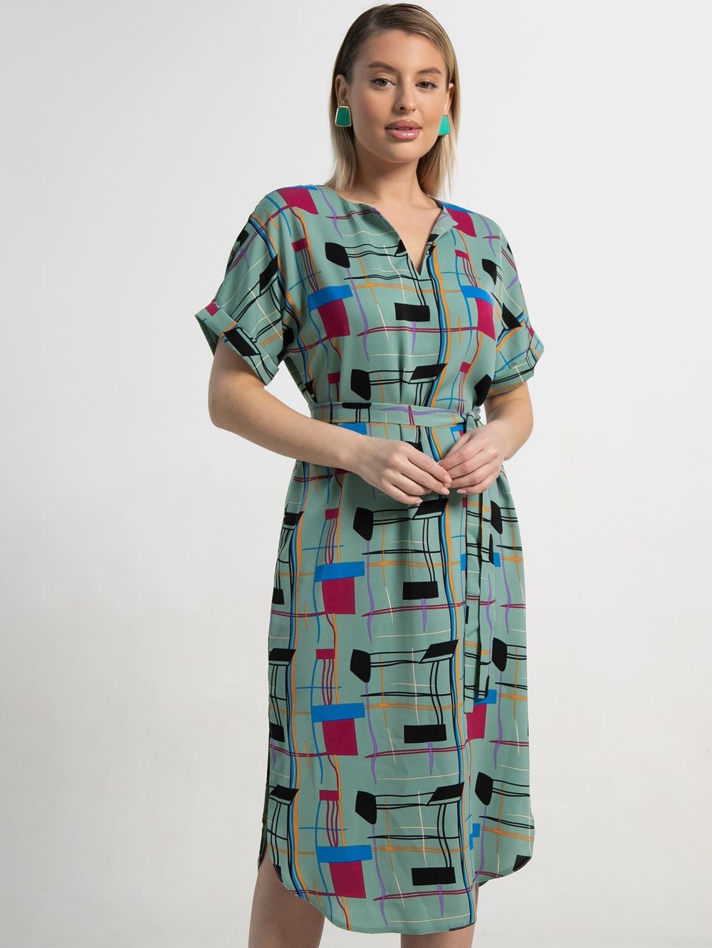 Платье Геометрия стиля (зеленое) П15602-6М LT Collection