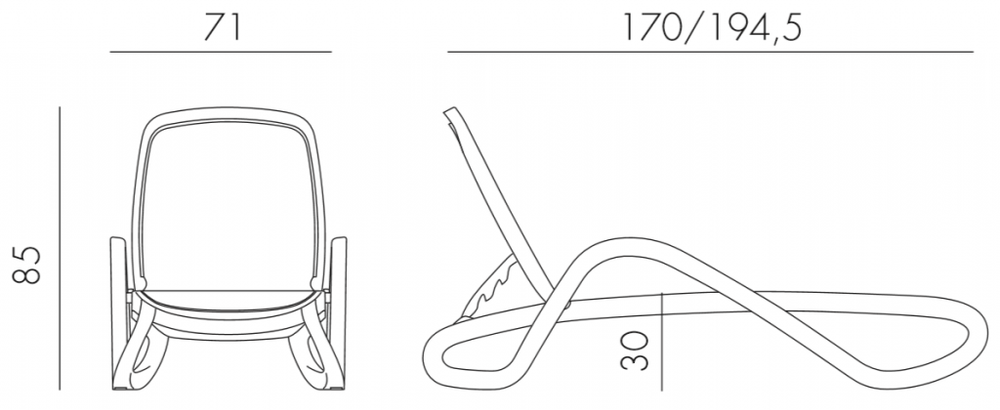 Шезлонг-лежак пластиковый Nardi Alfa, белый, тортора
