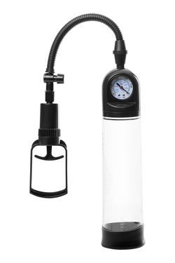 Помпа для пениса с монометром A-Toys by TOYFA Ebon, силикон, прозрачный, 20 см