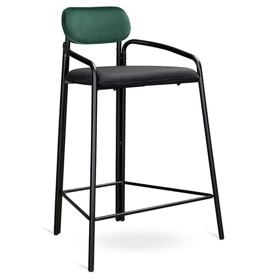 Стул полубарный ror, round, велюр, черный/темно-зеленый/черный