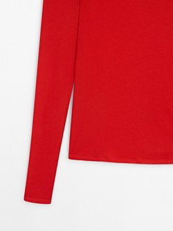 Massimo Dutti Топ из смесового лиоцелла с длинными рукавами, красный