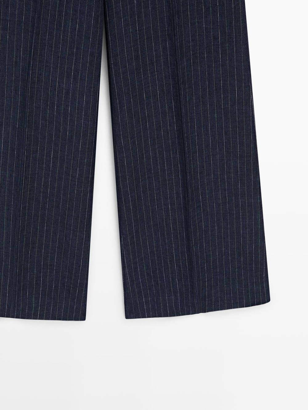 Massimo Dutti Льняные брюки-клеш с полосатым рисунком, темно-синий