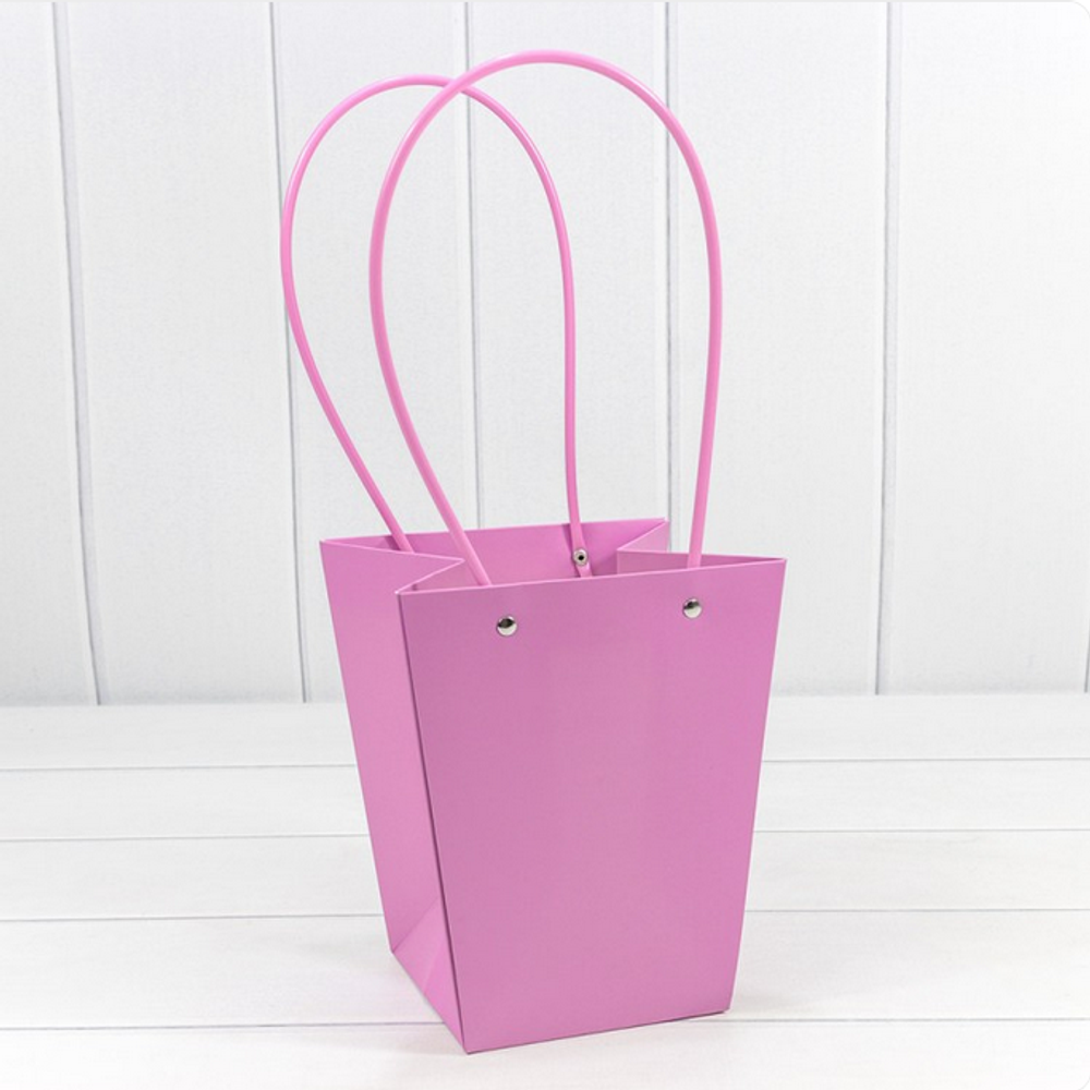 Пакет подарочный 20х17х12 Ваза для цветов (Розовый)