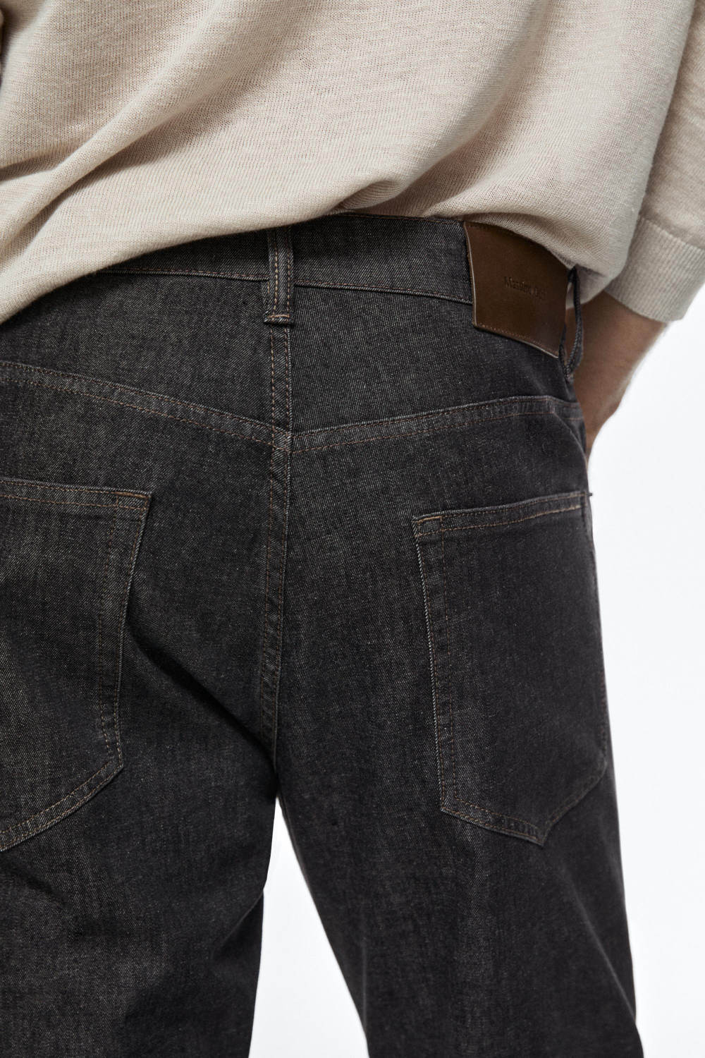 Massimo Dutti Легкие зауженные брюки с эффектом джинсовой ткани, черный