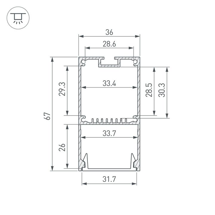 Профиль Arlight Line-S-3667-2000 Anod 041581