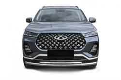 Защита переднего бампера (нержавейка) Chery Tiggo 7 Pro (2020-2023) d57+d42