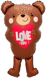 Шар (30''/76 см) Фигура, Мишка с сердцем, Сатин, 1 шт. в уп.