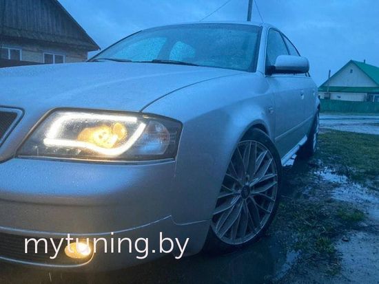 Передние фары led tube lights black для Audi A6 C5