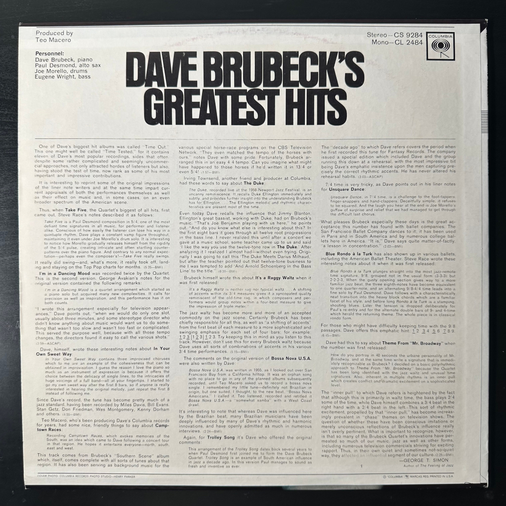 Dave Brubeck – Dave Brubeck's Greatest Hits (США)