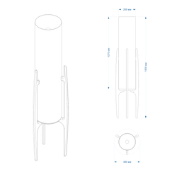 Чертеж торшера Rocket L с указанием габаритов и высоты
