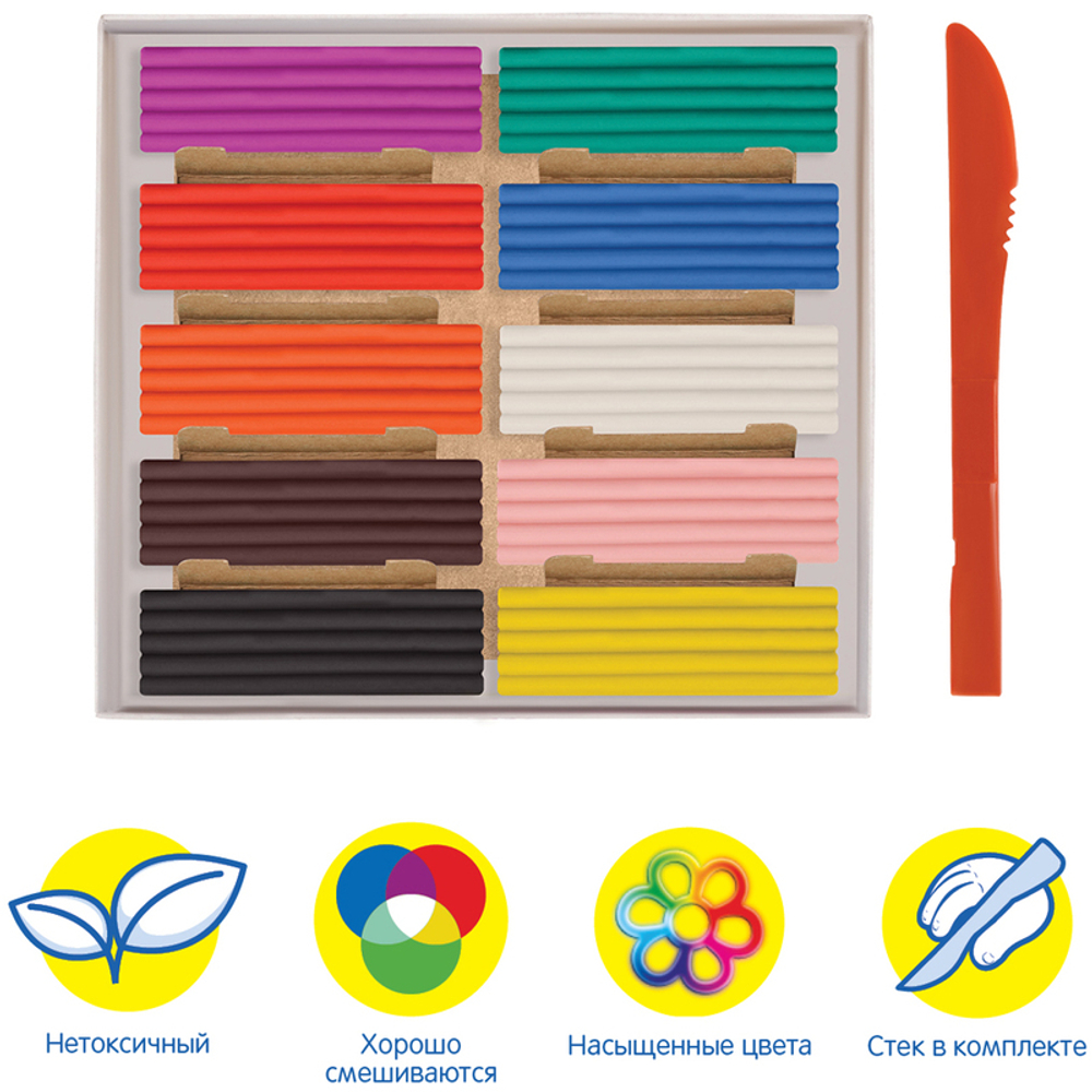 Пластилин Мульти-Пульти "Енот в сказке" 10 цветов, 120 гр., со стеком, картон