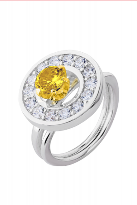 Кольцо сборное из серебра со вставками из жёлтого и бесцветных фианитов